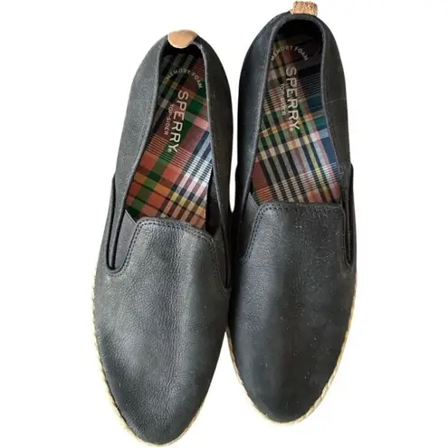 Sperry Womens  Sailor Twin Gore Jute Black & Oat Sneaker Slip-On Shoes - Sz 10