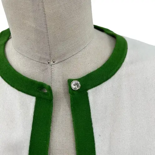 Shoshanna Strawberry Embroidered Cardigan White Green Trim Size Large