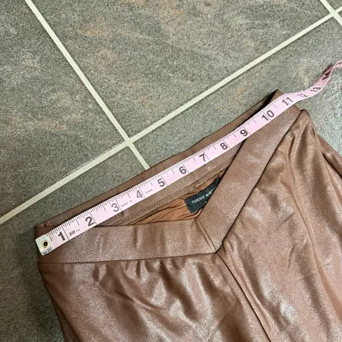 Naked Wardrobe NEW  Drip V-Waist Faux Leather Leggings Pants Brown Small S NWT