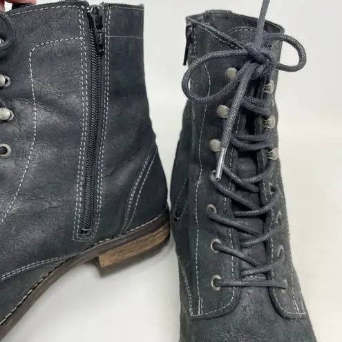 Taos Comrade Distressed Black Leather Lace Up Ankle Combat Boots womens 42 11