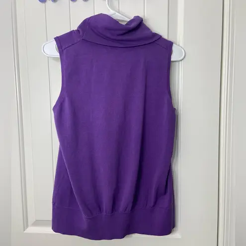 Cable & Gauge EUC women’s purple knit cowl sleeveless sweater silk blend top L