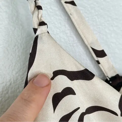 Unique Vintage Vintage 90s Y2K Silk Blend Babydoll Tank top Sz L Brown Cream Animal Print