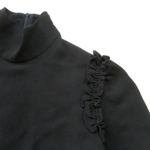 Sézane NWT Jackie Blouse in Noir Black Ruffle Shoulder Crepe Top 36 US 4