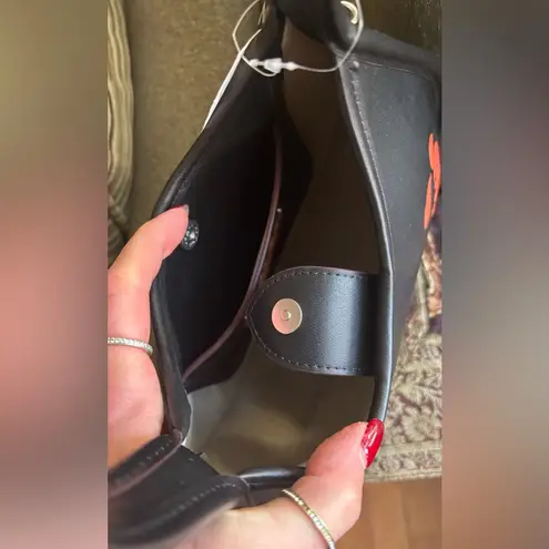 Authentic COACHTOPIA Leather Caterpillar shoulder magnetic closure hobo/card set Black