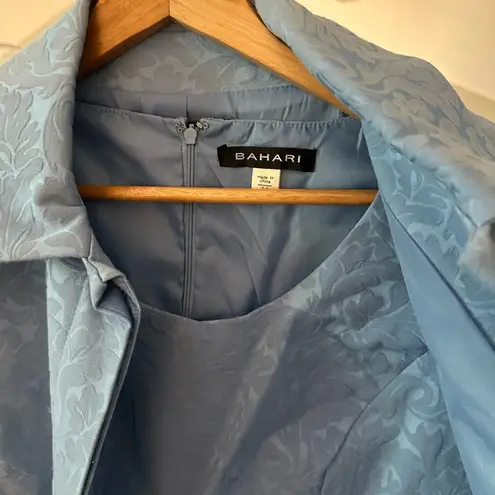 Bahari Light Blue Jacquard Trench Coat with Sheath Dress Size 14 Size M
