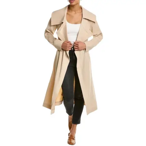 Avec Les Filles Tan Trench Coat Lightweight Drape Belted Jacket Size 2X