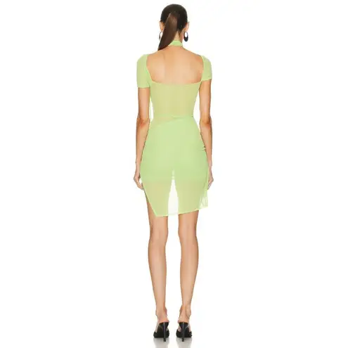 COPERNI Asymmetric Draped Mesh Dress in Anis XSmall New Womens Green Size XS