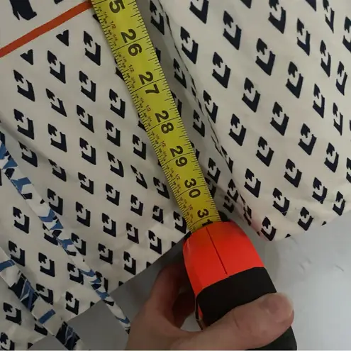 Black Blue White V neck Graphic 3/4 Sleeve Resort Tunic Beach Coverup sz M Size M