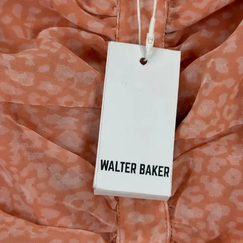 Walter Baker Orange Leopard Print Ruffle Off Shoulder Button Front Mini Dress 4