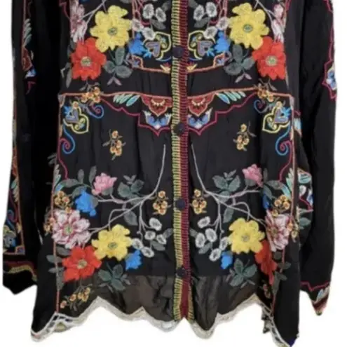 Johnny Was heavily embroidered Cabo Button Down Blouse NWT