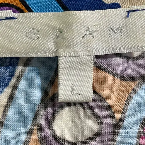 Glam Dress Womens Large Shift Paisley Print 3/4 Sleeve V-Neck Colorful Pullover