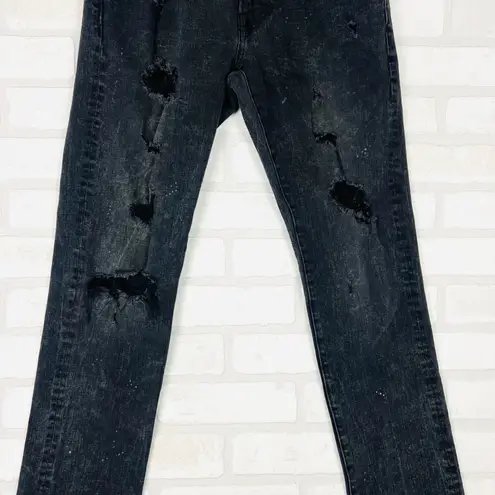 American Eagle Women's Black Wash Distressed Ripped Frayed Hem‎ Jeans 28x30 Size 28