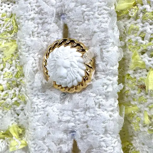 Balmain Yellow and White Tweed Cardigan 42 FR 10 US DF1KL106KG71