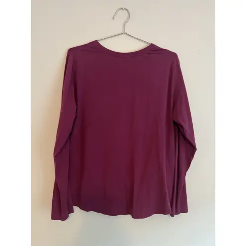 Terez Black Raspberry Bliss Long-Sleeve Twist-Front Tee Womens Size L