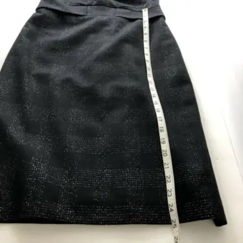 Club Monaco Black & Silver Metallic Sheath Dress Size 4 Square neckline Tailored