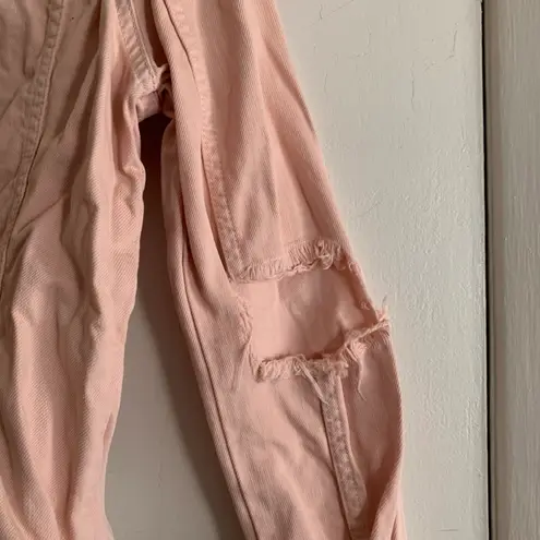 NA-KD Pink Cut Out Sleeve Denim Jacket