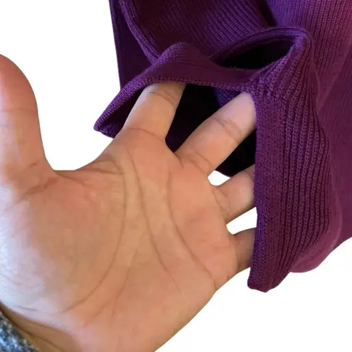 Eddie Bauer  V-neck Purple Knit Long Sleeve Sweater 100% Cotton 2XL #758