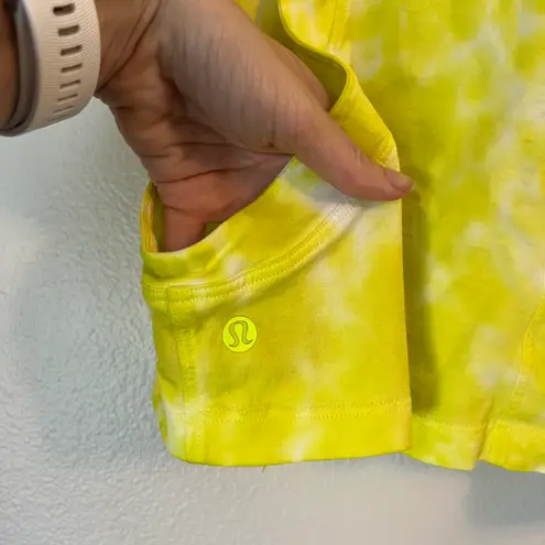 Lululemon Cropped Cotton Tank Top Highlighter Yellow Tie Dye