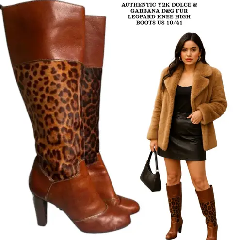 Dolce & Gabbana AUTHENTIC Y2K D&G FUR LEOPARD KNEE HIGH BOOTS US 10/41 MOB WIFE