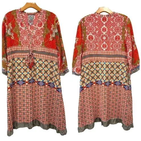 Johnny Was silk contrast “Rayne” dress NWT