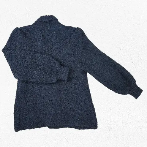 1980s Black Boucle Knit Shawl Cardigan Minimalist Wool Blend Jacket Size Small