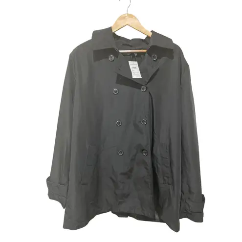 LAUREN Ralph Lauren Missing Belt Short Taffeta Trench Coat Size XXL NWOT Black