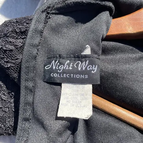 Vintage Black Dress Size 4 90s A Line Goth Lace Top Mock Neck NWT Night Way 80s