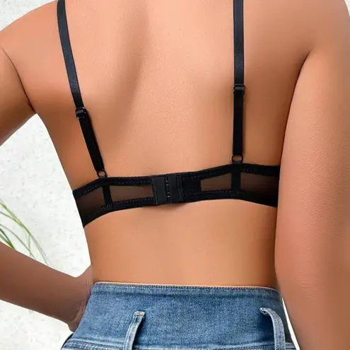 SheIn  Black Strappy Mesh Bra Intimates