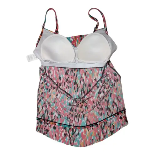 Aqua Green  Tiered Tankini Swim Top NWT Multicolor Animal Print Womens Plus 16W