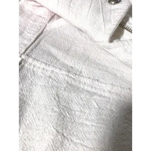 John Paul Richard Embroidered Floral Zip Jacket Womens L Chic Moto Quiet Luxury White Size L