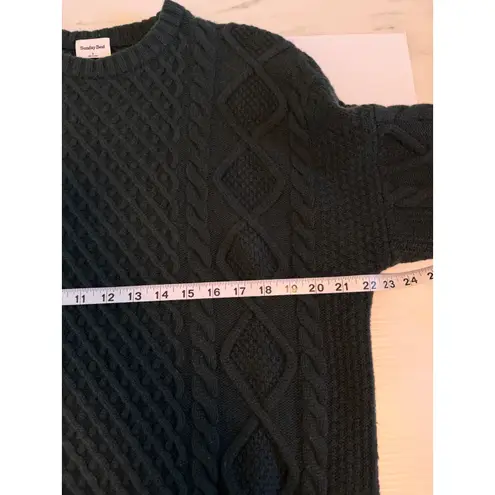 Aritzia Sunday Best Peggy Cable Knit Sweater Dark Green Crew Neck Long Sleeve S