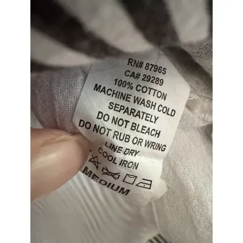 Elan Striped Fringe Cotton Top Women’s Size Medium Hobo Bohemian Hippie Beach