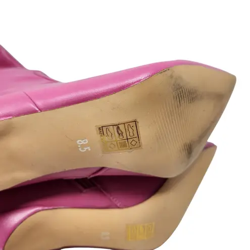 Sun Envy Pink Pleather Pointed Toe Stiletto High Heels Over The Knee Boots 8.5