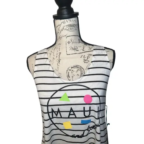 Maui and Sons Medium NWT Black and White Striped Tank Top