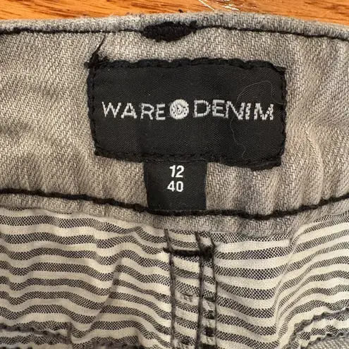 WARE Denim Distressed Grey Mini Skirt – Women’s Size 8 (UK 12 / EU 40) Gray