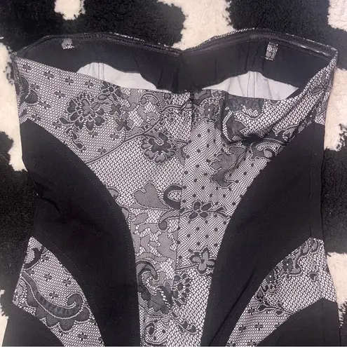 NIKIBIKI Black and White Strapless Cocktail Dress