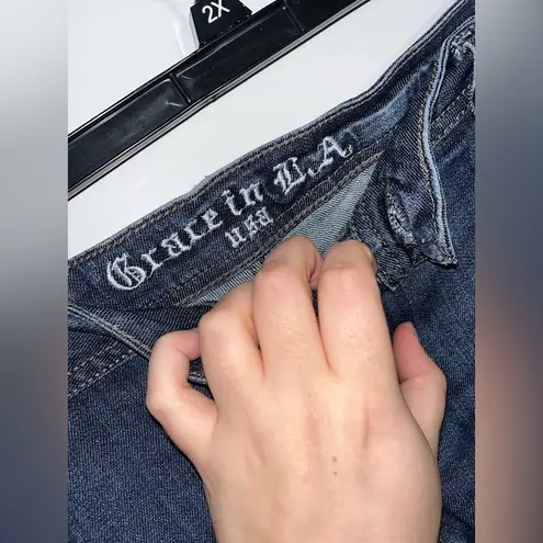 GRACE IN LA Grace In L.A. (GLA) Bling Y2K Vintage Crystal Denim Capri Style Jeans - Size 13