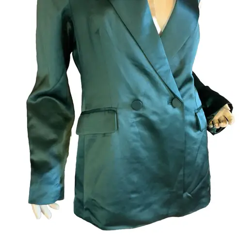 HOUSE OF HARLOW 1960 GREEN SATIN COCKTAIL BLAZER (M) Size M