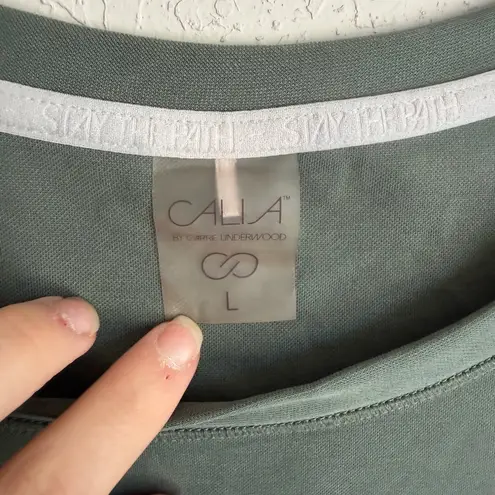 Calia by Carrie Underwood Sage Green Crew Neck Shift Dress Womens L Size L