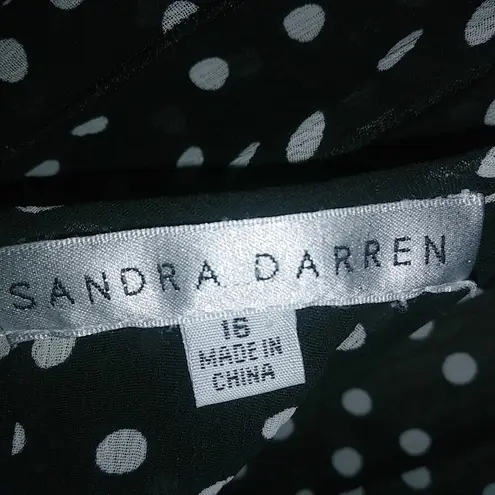 Sandra Darren 16 Black White Dot Dress Plus