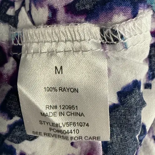 Olive and Oak Abstract Print Purple Blue White Sleeveless Blouse Size Medium