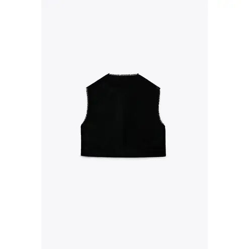 ZARA  Embroidered Velvet Open Front Vest