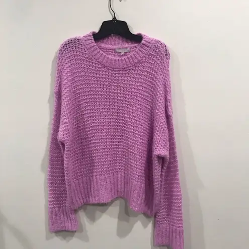 Chelsea28 Chunky Knit Crewneck Sweater Purple S Cozy Soft Waffle Knit