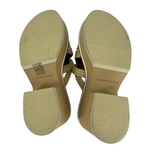 Clergerie Chermy Raffia Platform Mules Beige Natural Size 36 Brown