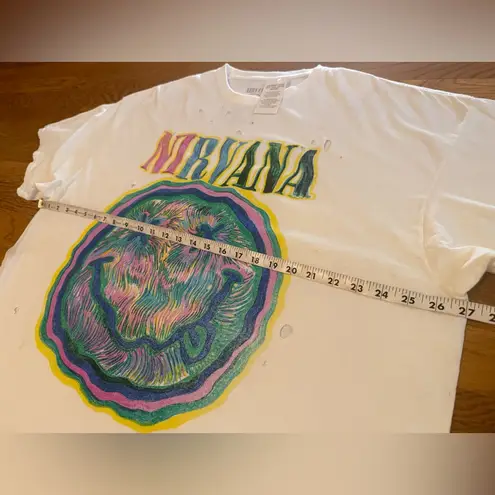Nirvana NWT Distressed T-shirt Dress white size L/XL