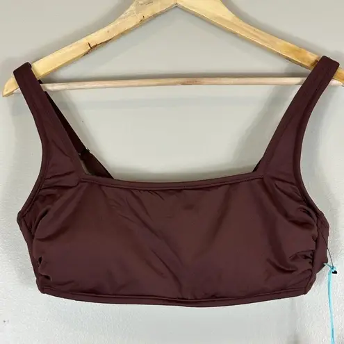 Kona Sol NWT Brown Square Neck Bikini Top Womens L Neutral Clean Girl Earthy