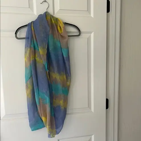Multicolor Infinity Lightweight Scarf with Pastel Colors Blue