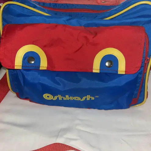 Vintage 90s Oshkosh Red Blue Yellow Primary Childs Messenger Diaper Carry
