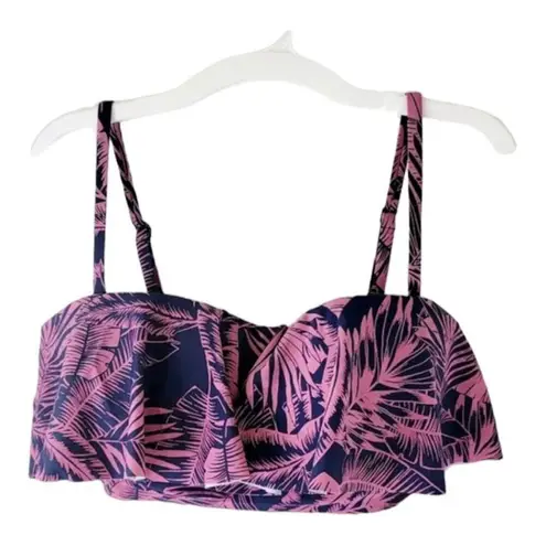 Kona Sol NWT Womens Tropical Sunset Print Flounce Bikini Top - Sz S