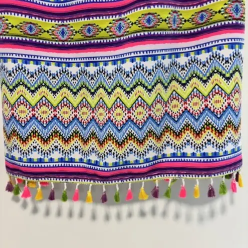 Madison Leigh 16 Sleeveless Shift Dress Zig Zag Chevron Bright Tassel Whimsygoth